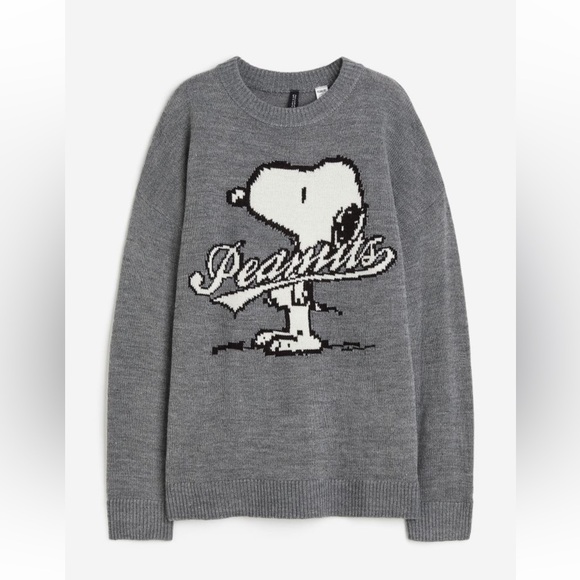 H&M Sweaters - H&M Gray Snoopy Peanuts Knit Sweater